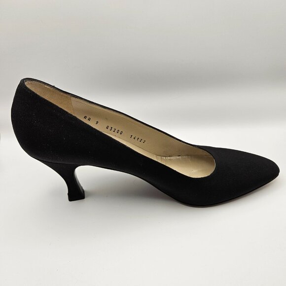 Bruno Magli Black Satin Mid-Heel Pumps – Size 9 AA – Made in Italy - Picture 5 of 10